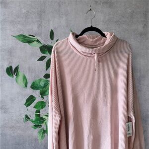 NWT Honeydew Light Pink Waffle Knit Mock Neck Top
